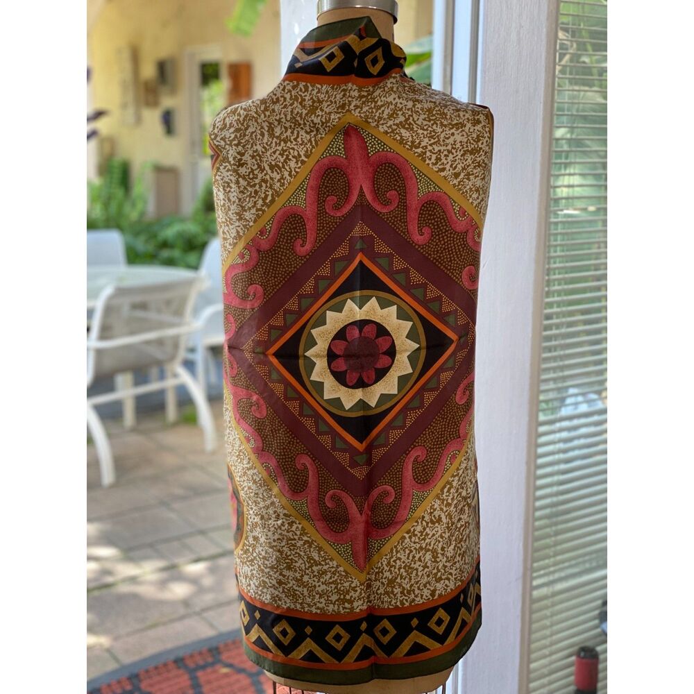 VTG NWT NY Studio 100% Silk Fall Multicolor Abstract Scarf Made in Korea 34"x34"